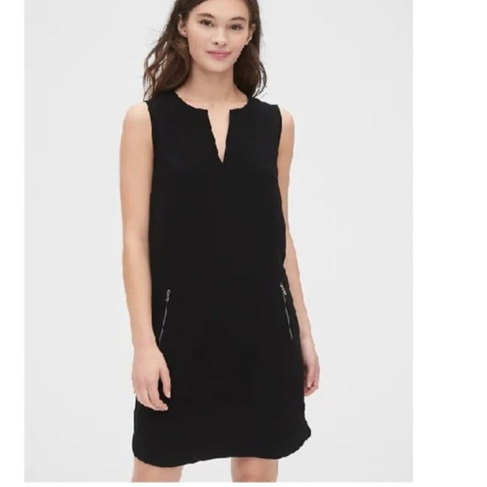 NWT Gap Zip Pocket Dress Jumper 14 Black D348
